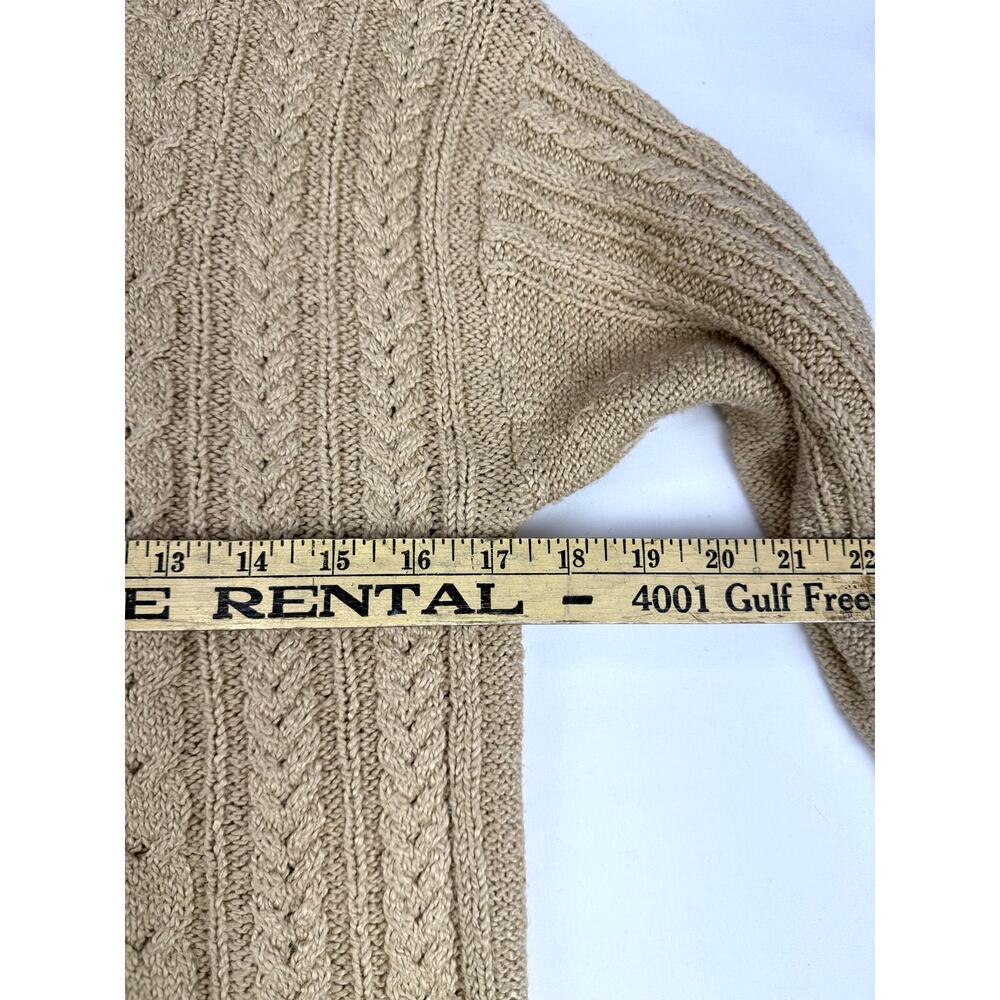 J. Crew Women’s Mock neck Cable Knit Sweater Cotton Blend Cashew Size M - Picture 9 of 11